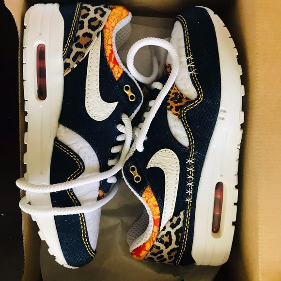 Nike Air Max 1 Premium Denim Leopard - Picture 1 of 7